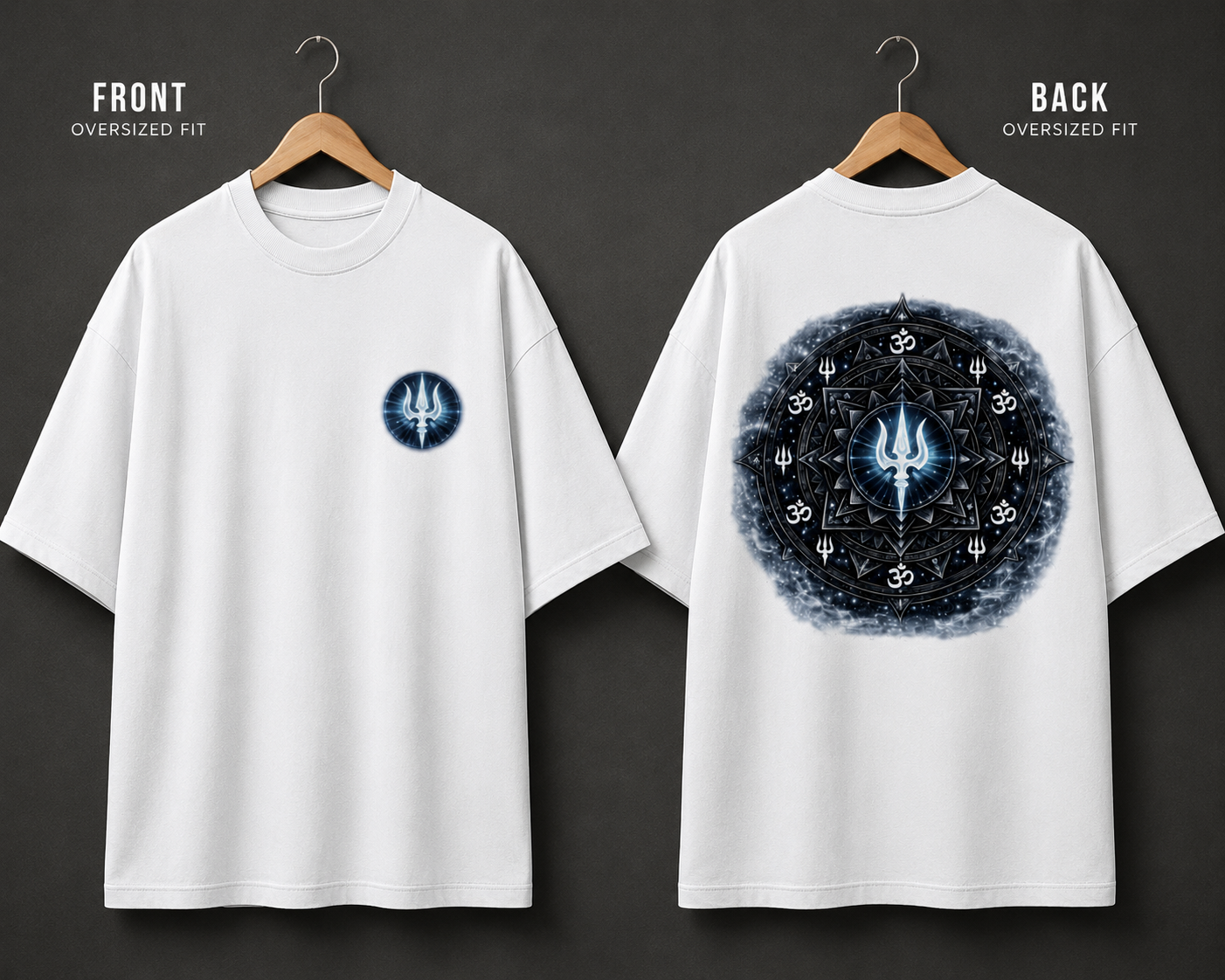 Mahadev Trishul Front & Back Printed T-Shirt – Spiritual Shiva Graphic Tee, Premium PollyCotton Unisex regulars Streetwear, Black Round Neck Devotional T-Shirt